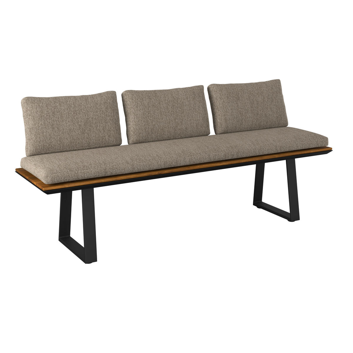 GARTENBANK 200/79/57 cm Recyclingholz, Teakholz  Aluminium, Stahl  - Anthrazit/Grau, Design, Holz/Textil (200/79/57cm) - Amatio