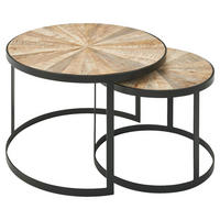COUCHTISCHSET in Holz, Metall 60/60/40 cm  - Hellbraun/Schwarz, Modern, Holz/Metall (60/60/40cm) - MID.YOU