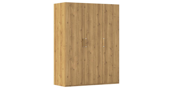 DREHTÜRENSCHRANK 151/197/60 cm 3-türig Eichefarben  - Eichefarben/Silberfarben, Design, Holzwerkstoff/Kunststoff (151/197/60cm) - Novel