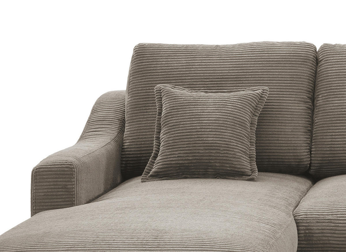 WOHNLANDSCHAFT Graubraun Cord  - Graubraun/Naturfarben, KONVENTIONELL, Holz/Textil (150/301/200cm) - P & B