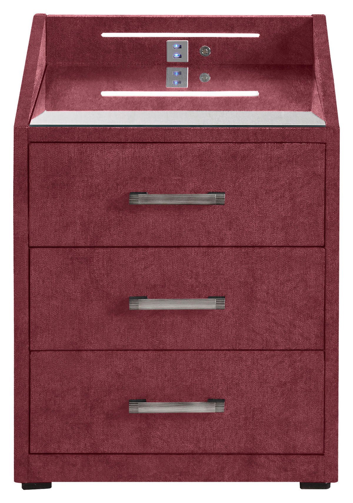 NACHTTISCH 47/61/46 cm  in Bordeaux  - Bordeaux/Silberfarben, Modern, Holzwerkstoff/Kunststoff (47/61/46cm) - MID.YOU