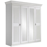 DREHTÜRENSCHRANK 205/210/64 cm 4-türig Weiß  - Weiß/Kupferfarben, ROMANTIK / LANDHAUS, Glas/Holz (205/210/64cm) - Boxxx
