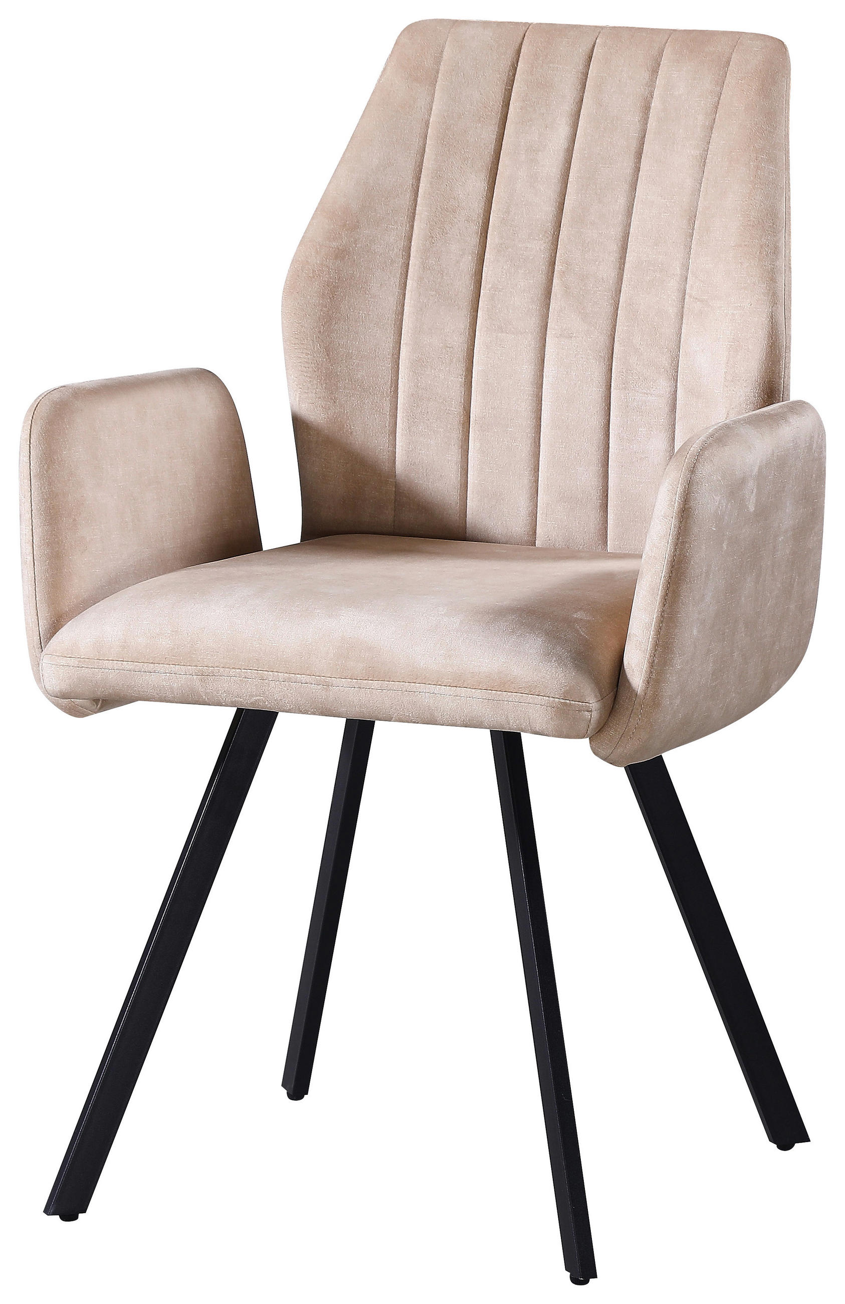 Armlehnenstuhl Johanna Creme/ Schwarz Gepolstert