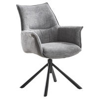 ARMLEHNSTUHL  in Stahl Chenille, Flachgewebe  - Schwarz/Grau, Design, Textil/Metall (67/87/65cm) - Novel