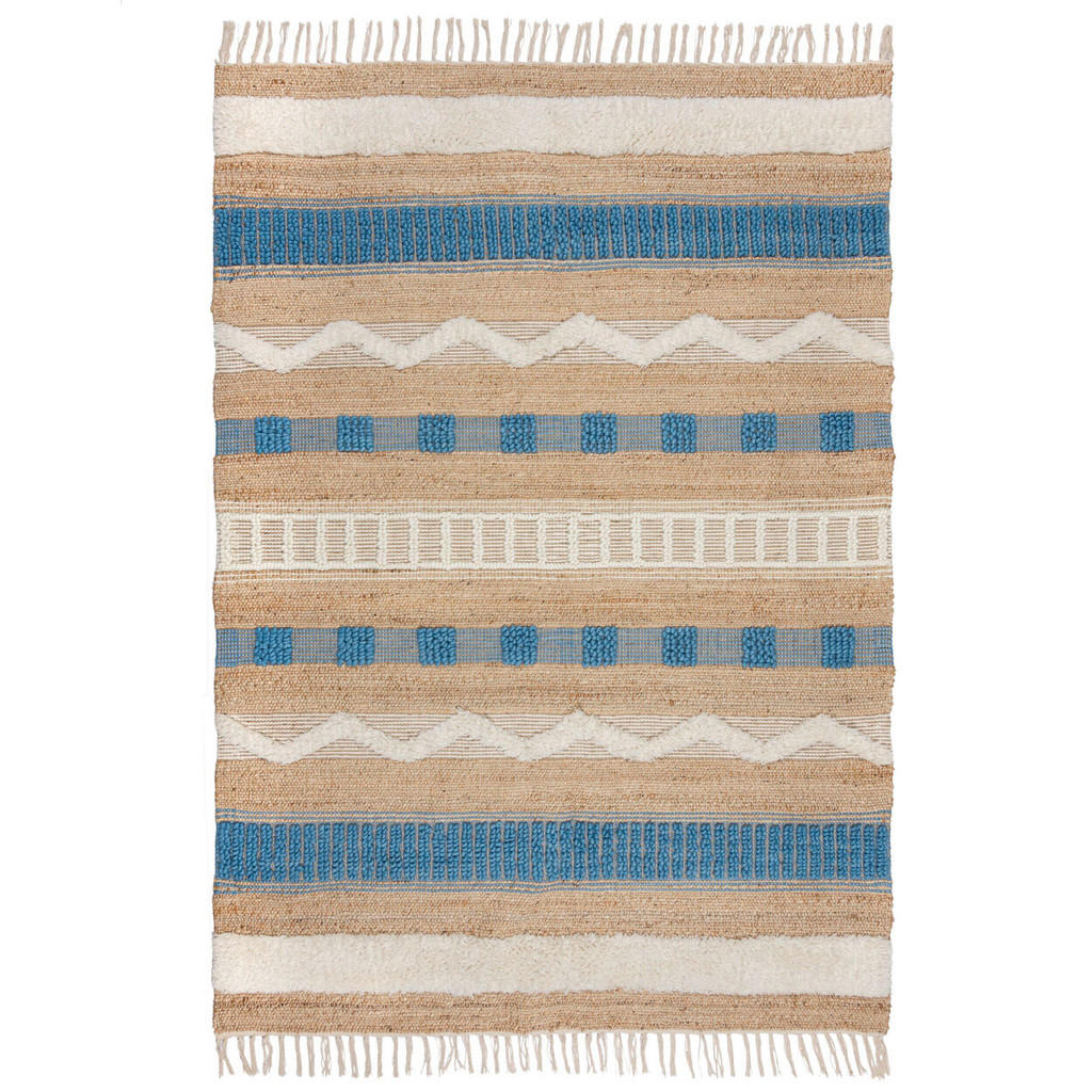 Flair Rugs VŠÍVANÝ KOBEREC, 160/230 cm, modrá, prírodná farba