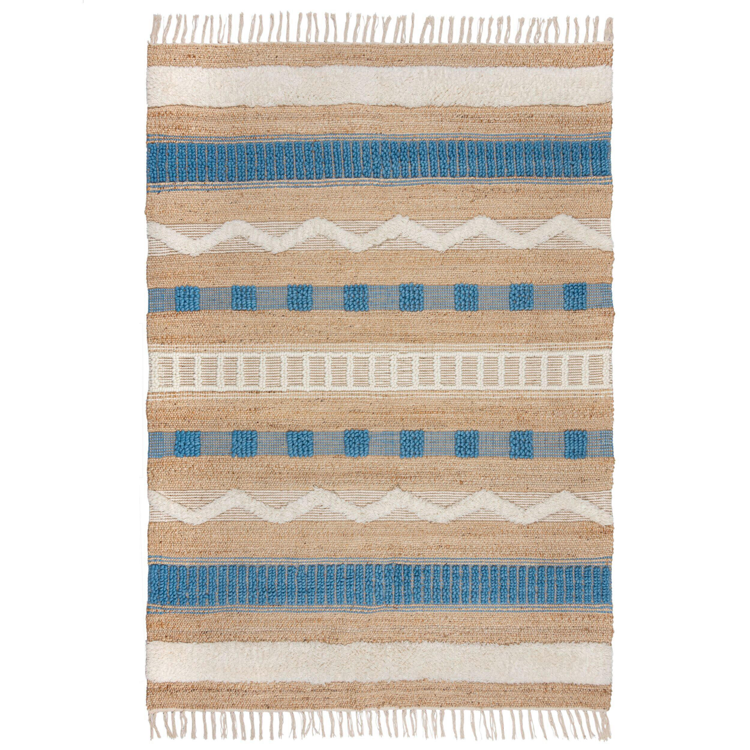 Flair Rugs VŠÍVANÝ KOBEREC, 120/170 cm, modrá, přírodní barvy