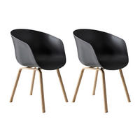 ARMLEHNSTUHL-SET 2 Stück  in  - Schwarz/Naturfarben, MODERN, Kunststoff/Metall (54,5/77,5/54cm) - Livetastic