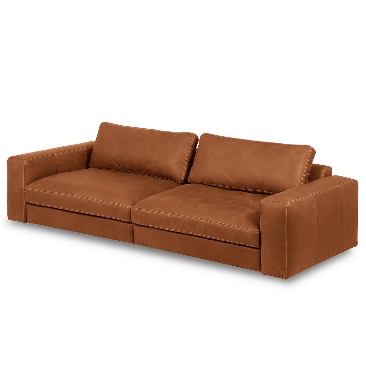 3-SITZER-SOFA  in Echtleder Karamell   - Beige/Karamell, Design, Leder/Kunststoff (300/85/123cm) - Livetastic