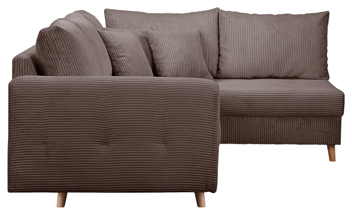 ECKSOFA Ariella Braun Cord  - Naturfarben/Braun, Design, Holz/Textil (231/161cm) - Livetastic