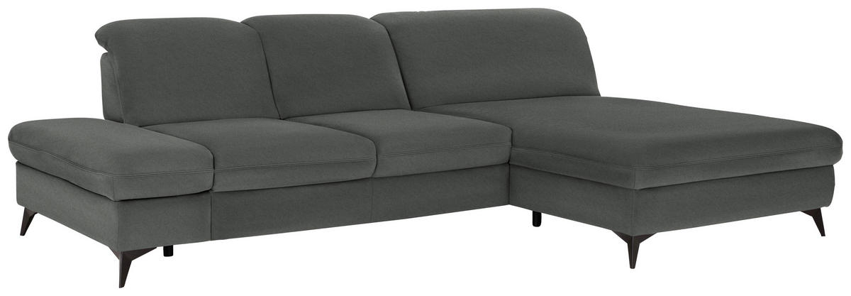 ECKSOFA  in Chenille Grau  288/198 cm  - Schwarz/Grau, Design, Textil/Metall (288/198cm) - Beldomo Style