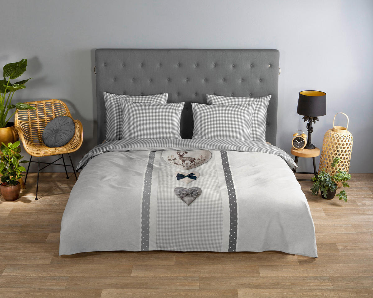 WENDEBETTWÄSCHE 2-teilig Good Morning Renforcé 140/200 cm  - Perlmutt/Braun, Basics, Textil (140/200cm)
