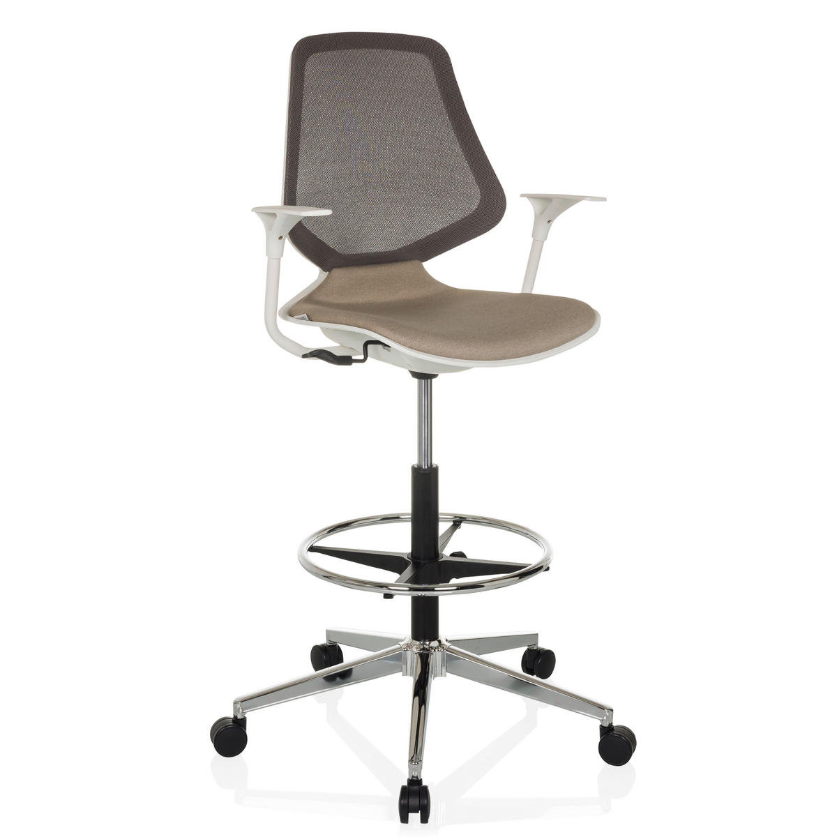 OTOČNÁ ŽIDLE, síťovina, béžová - bílá/barvy stříbra, Moderní, kov/textil (62/134/62cm) - MID.YOU
