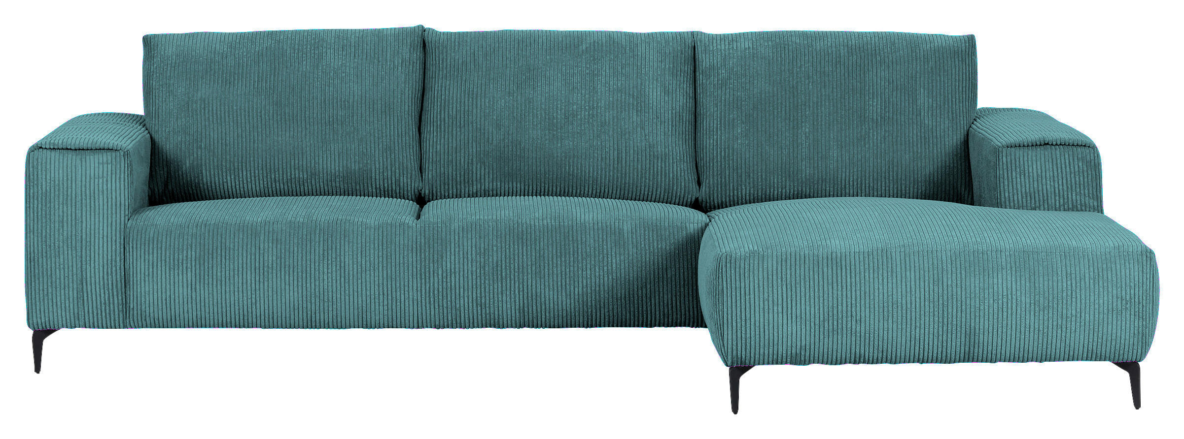 ECKSOFA in Cord Petrol  - Petrol/Schwarz, Konventionell, Textil/Metall (285/170cm) - Carryhome
