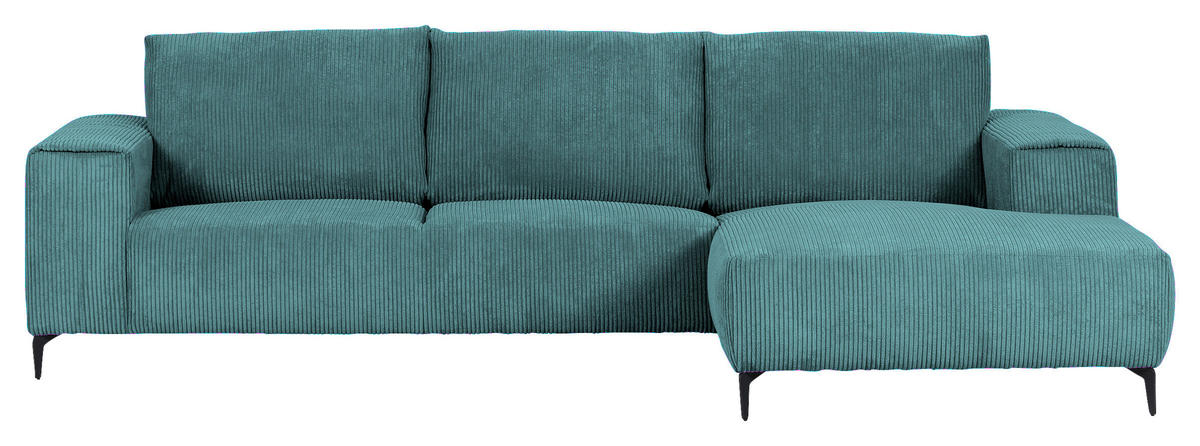 ECKSOFA in Cord Petrol  - Petrol/Schwarz, Konventionell, Textil/Metall (285/170cm) - Carryhome