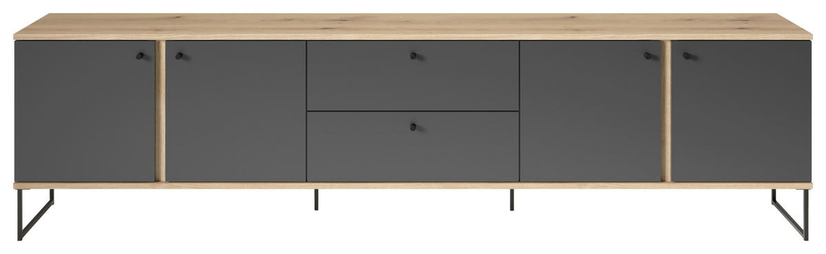 NIZKA OMARICA antracit, barve hrasta  - črna/barve hrasta, Basics, kovina/umetna masa (225/59/38cm) - Xora