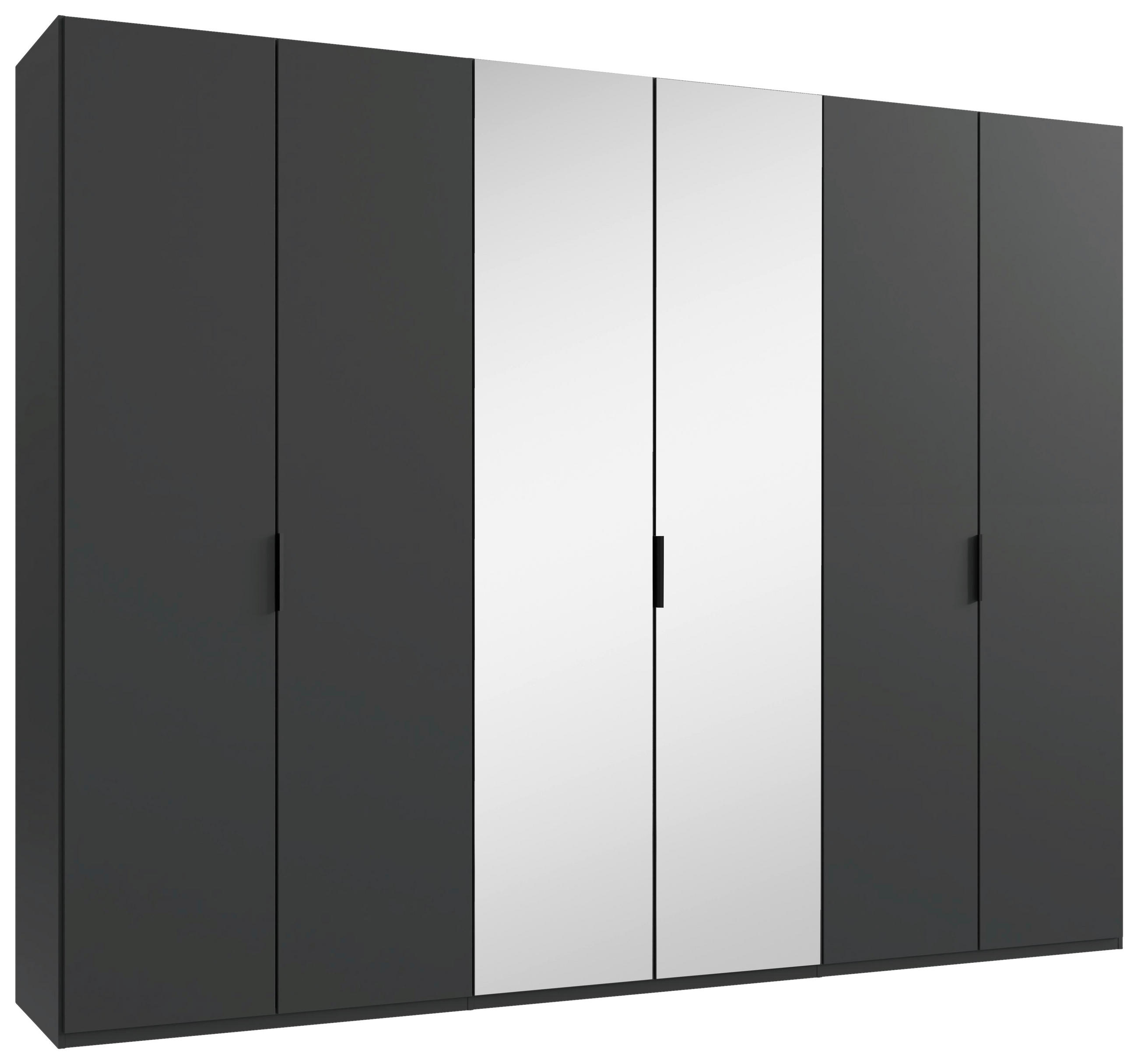 FALTTÜRENSCHRANK 300/236/58 cm 3-türig Graphitfarben  - Schwarz/Graphitfarben, Design, Glas/Holzwerkstoff (300/236/58cm) - Boxxx