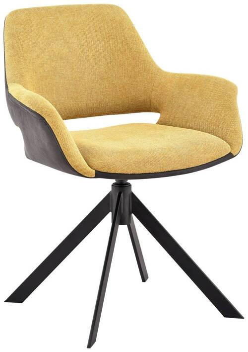 ARMLEHNSTUHL  in Eisen Mikrofaser, Leinenoptik  - Dunkelgrau/Gelb, Design, Textil/Metall (66/83,5/62,5cm) - Novel