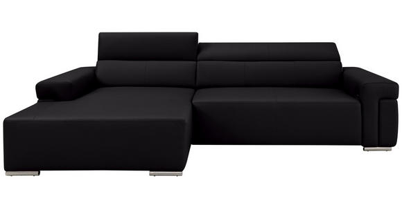 ECKSOFA DUA in Echtleder Schwarz  170/293 cm  - Chromfarben/Schwarz, Design, Leder/Metall (170/293cm) - Novel