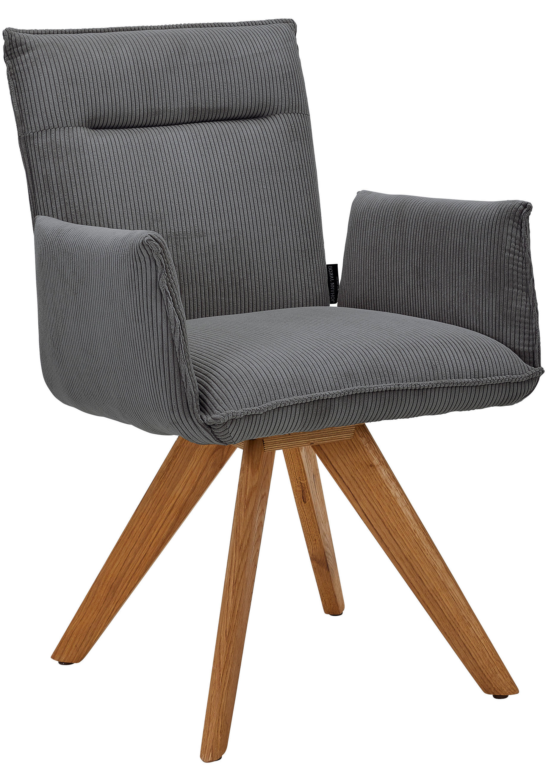 ARMLEHNSTUHL  Gestellauswahl, Sitzfläche 180° drehbar, automatische Rückholfunktion Cord  Anthrazit  - Wildeiche/Anthrazit, Design, Holz/Textil (59/87/62cm) - Johann Jakob