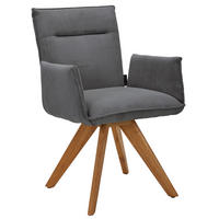 ARMLEHNSTUHL  Gestellauswahl, Sitzfläche 180° drehbar, automatische Rückholfunktion Cord  Anthrazit  - Wildeiche/Anthrazit, Design, Holz/Textil (59/87/62cm) - Johann Jakob