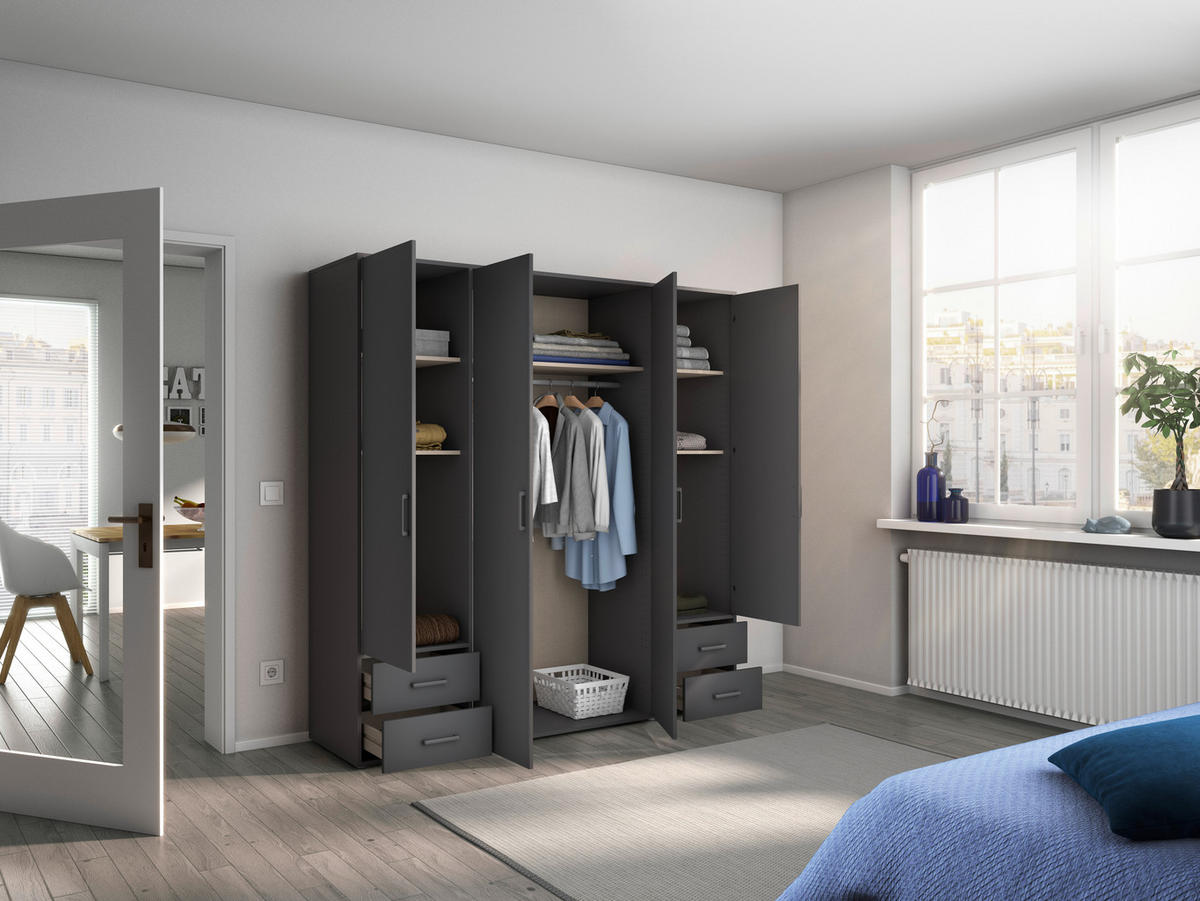 DREHTÜRENSCHRANK in Grau  - Grau, Modern, Holzwerkstoff/Kunststoff (187/194/53cm) - Rauch Möbel