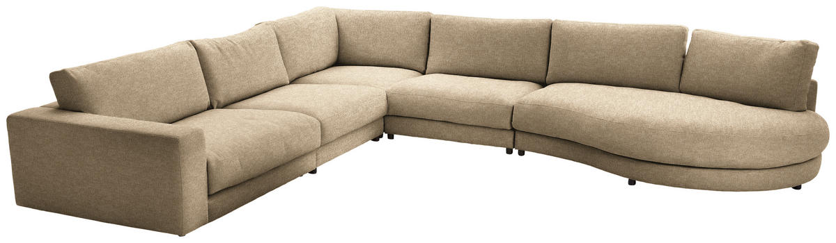 ECKSOFA in Flachgewebe Sandfarben  - Sandfarben/Schwarz, Design, Kunststoff/Textil (365/425cm) - Lomoco
