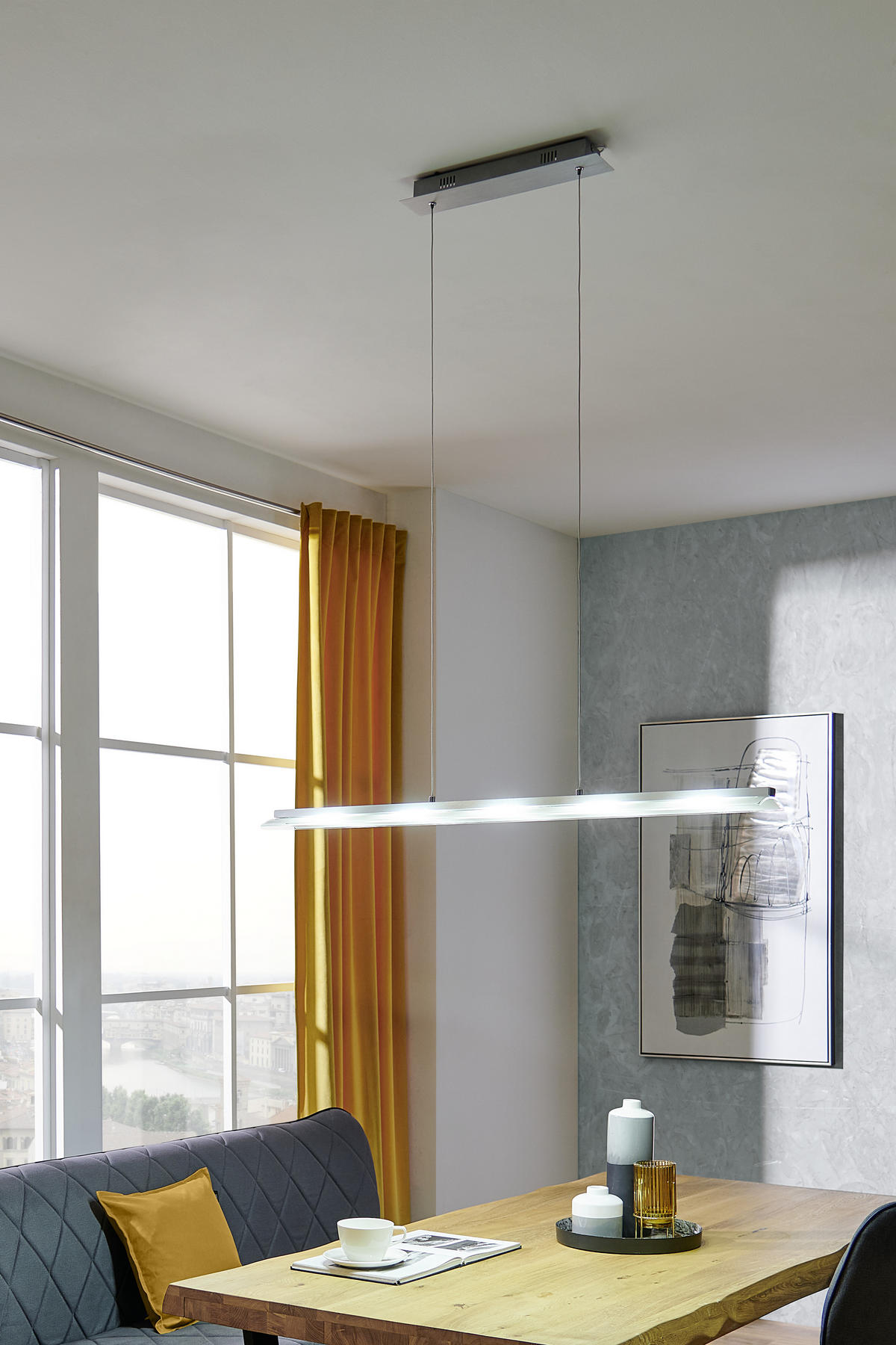 Lustră Led  - culoare aluminiu, Konventionell, plastic/metal (100cm) - Novel