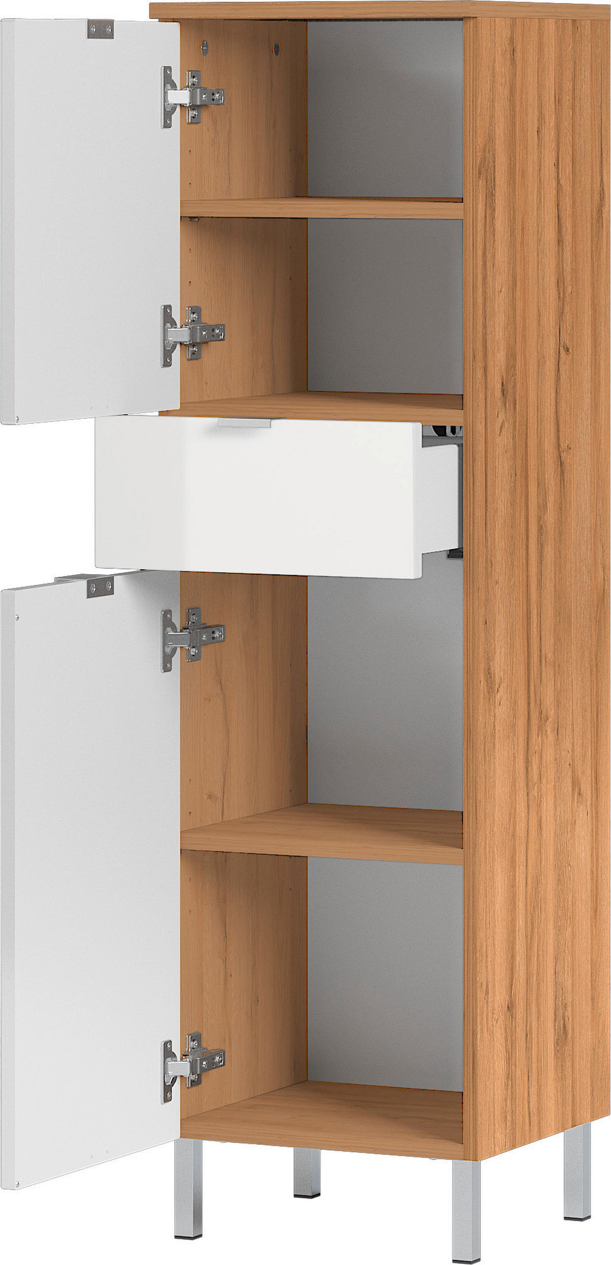 UNTERSCHRANK 34/120/34 cm   - Chromfarben/Eichefarben, KONVENTIONELL, Holzwerkstoff/Metall (34/120/34cm) - Germania