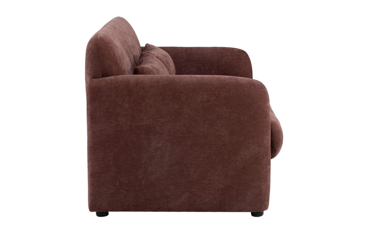 2-SITZER-SOFA MILA Samt Dunkelrot  - Schwarz/Dunkelrot, Design, Kunststoff/Textil (148/83/76cm) - MID.YOU