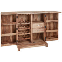 BAR Sheesham massiv Naturfarben  - Messingfarben/Sheeshamfarben, LIFESTYLE, Holz/Metall (100-202/122/55cm) - Landscape