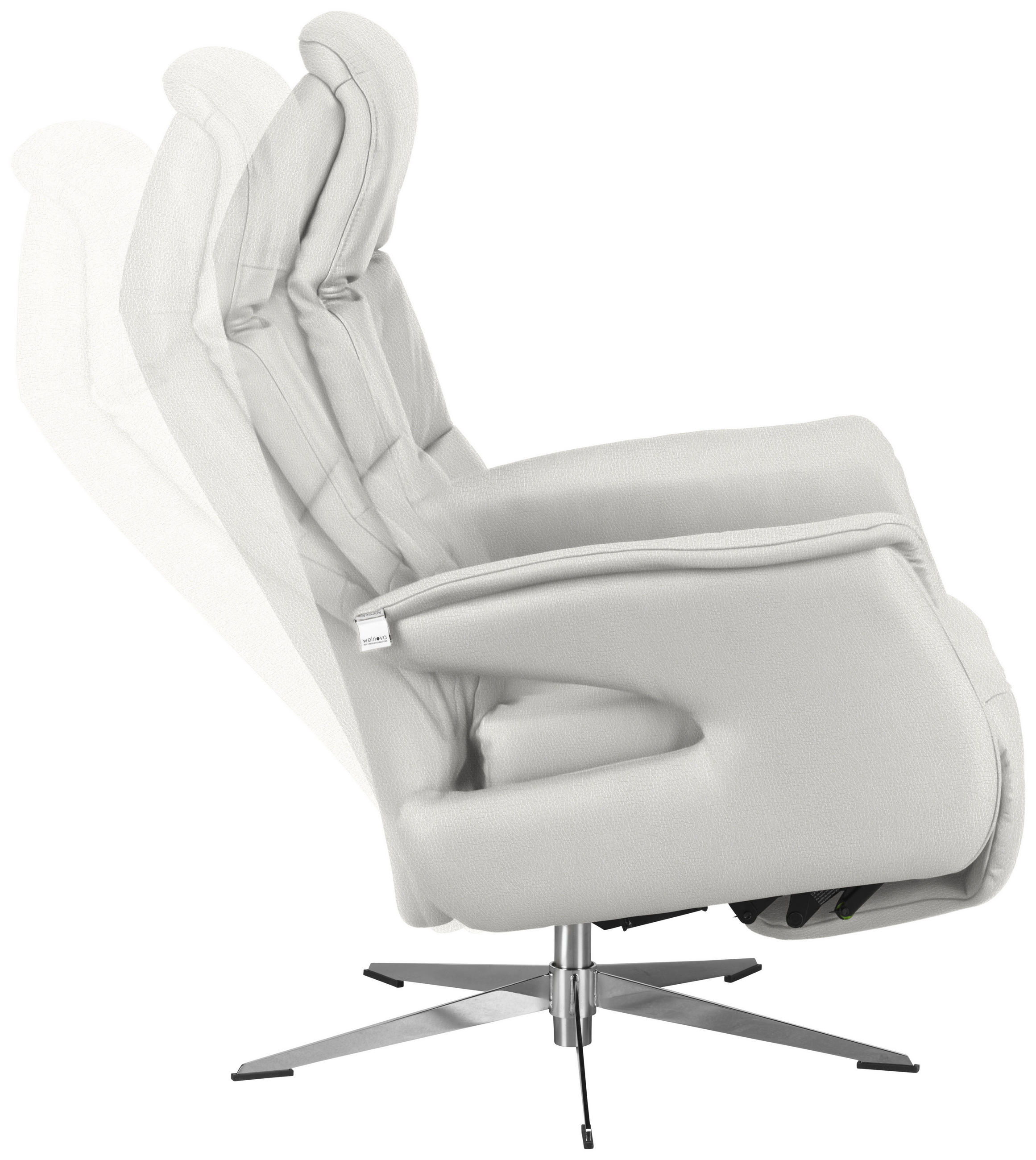 RELAXSESSEL Echtleder Relaxfunktion, Rücken echt    - Chromfarben/Weiß, Design, Leder/Metall (74/108/86cm) - Welnova