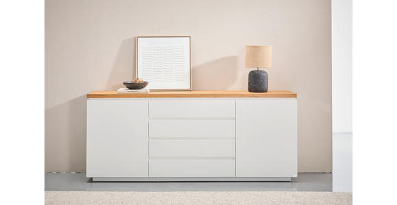SIDEBOARD  195/82/41,5 cm 4 Schublade(n)  - Eichefarben/Weiß, KONVENTIONELL, Holz/Holzwerkstoff (195/82/41,5cm) - Novel
