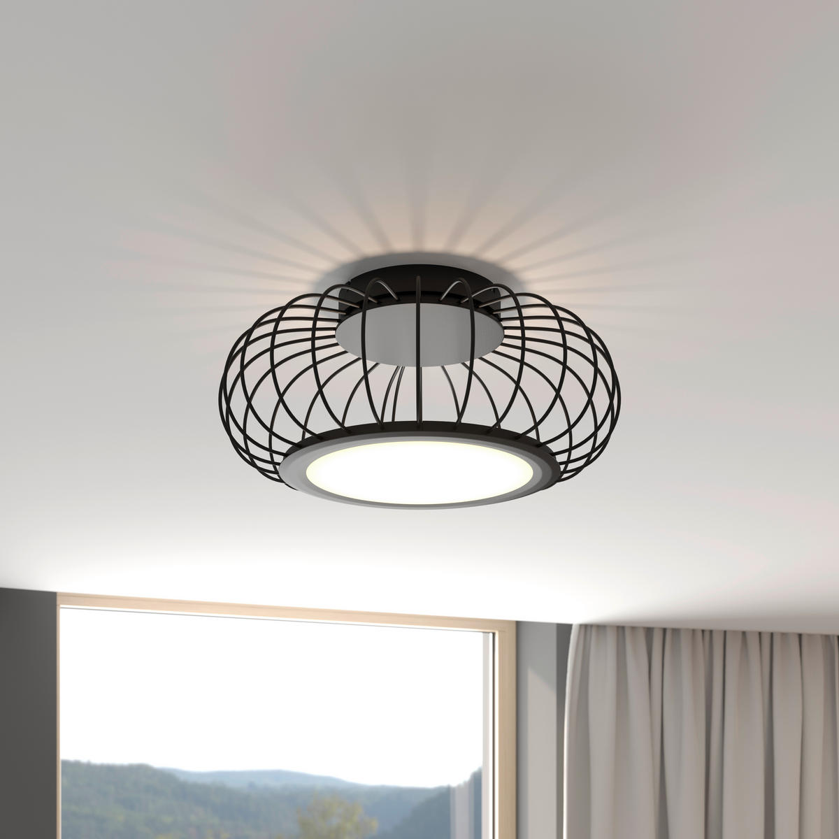 LED-DECKENLEUCHTE 55/23 cm   - Schwarz/Weiß, Design, Kunststoff/Metall (55/23cm) - Dieter Knoll