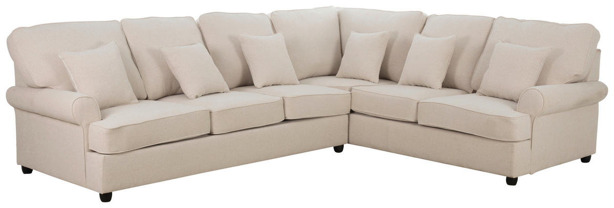 KUTNA GARNITURA tekstil  bež   - bež/crna, Konvencionalno, tekstil/drvo (394/100/245cm) - P & B