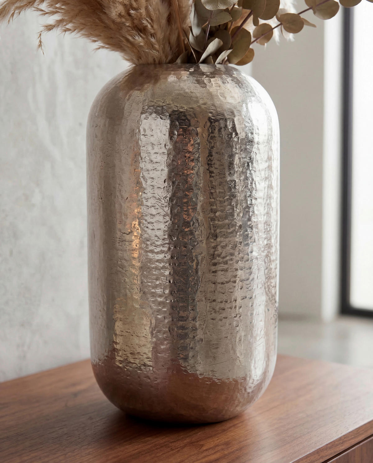 VASE 45 cm  - Silberfarben, Design, Metall (20/20/45cm) - MID.YOU