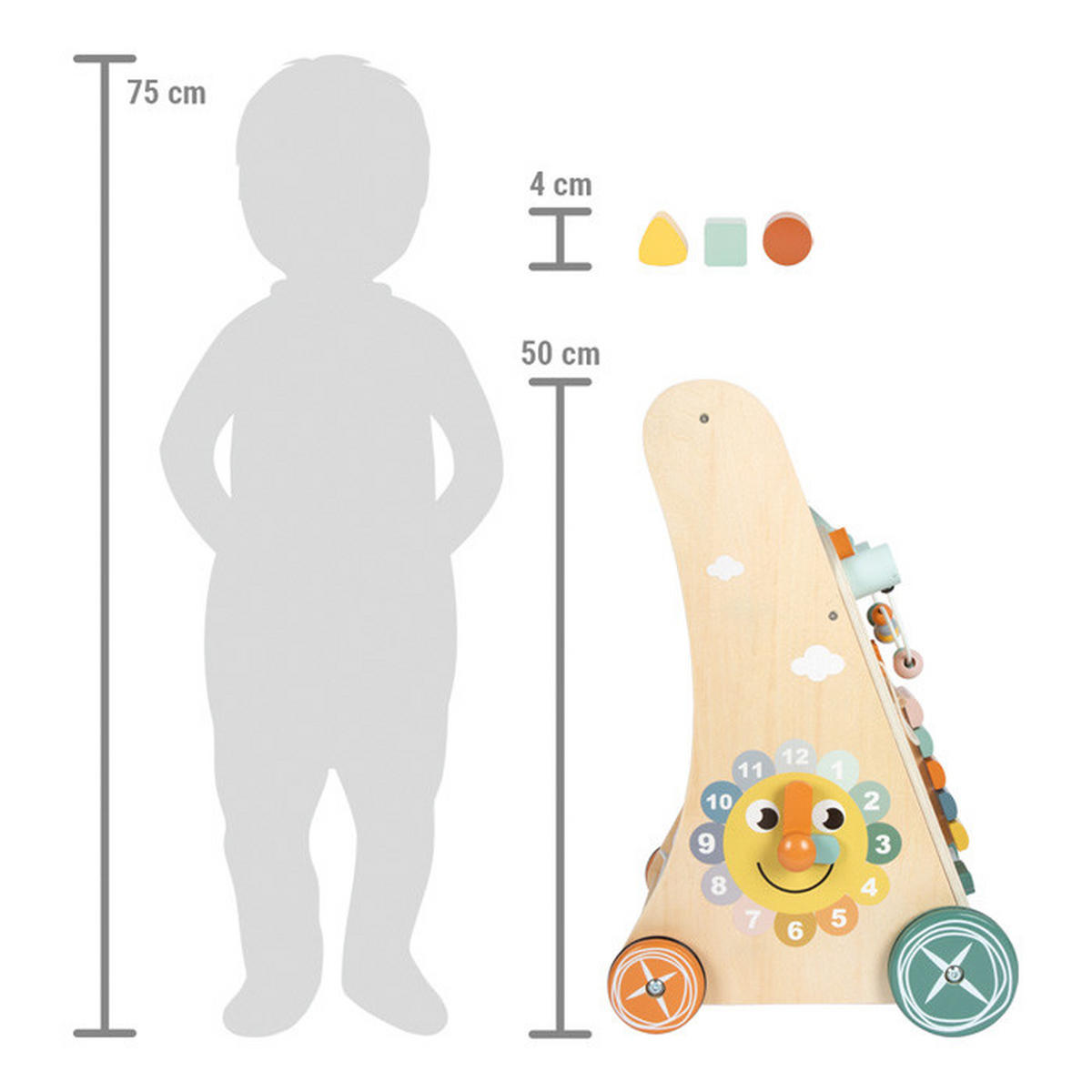 LAUFLERNWAGEN - Multicolor, Basics, Holz/Metall (33/50/32cm) - small foot