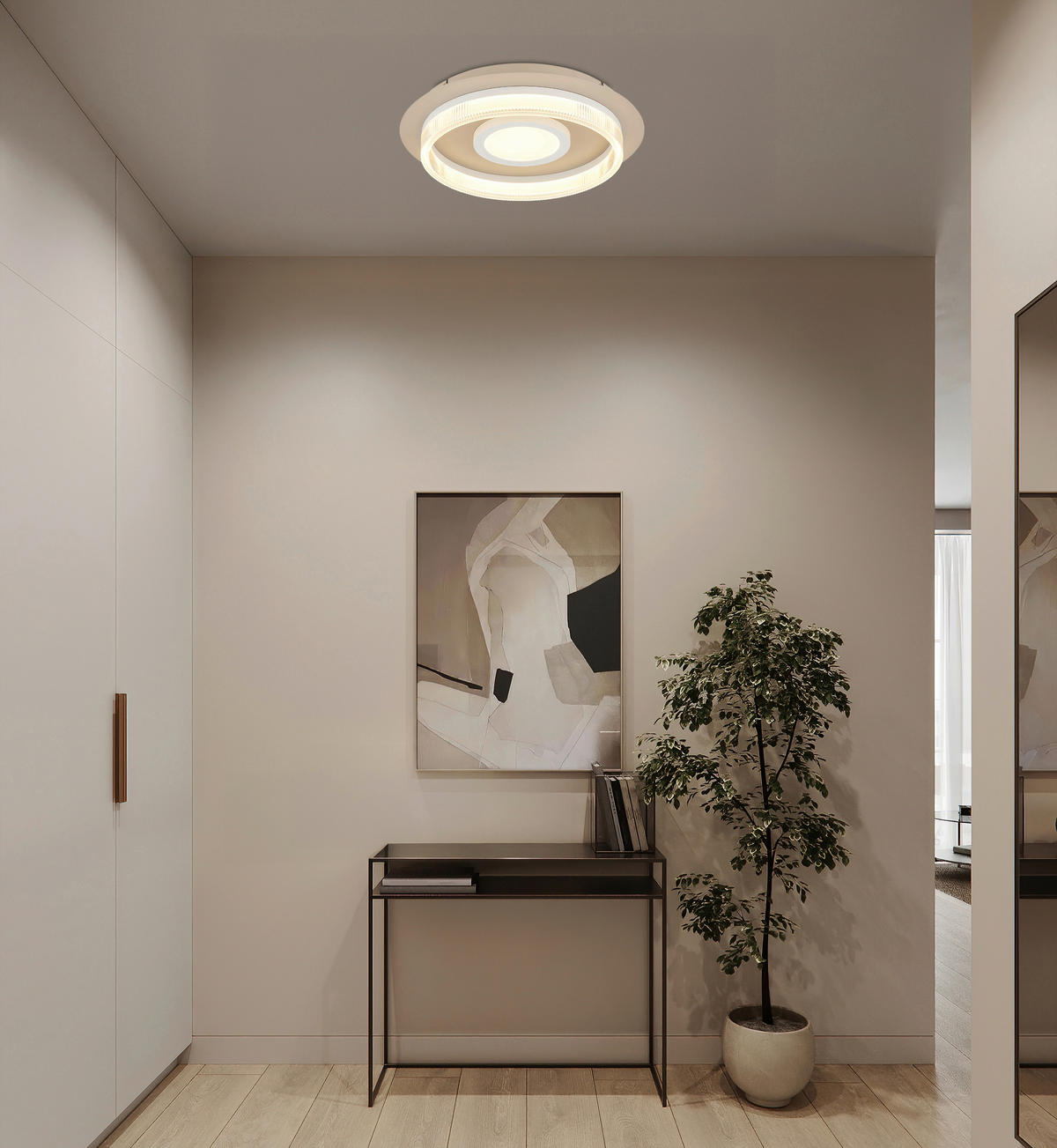 LED-DECKENLEUCHTE 40/8,5 cm   - Sandfarben/Transparent, Design, Kunststoff/Metall (40/8,5cm) - Globo