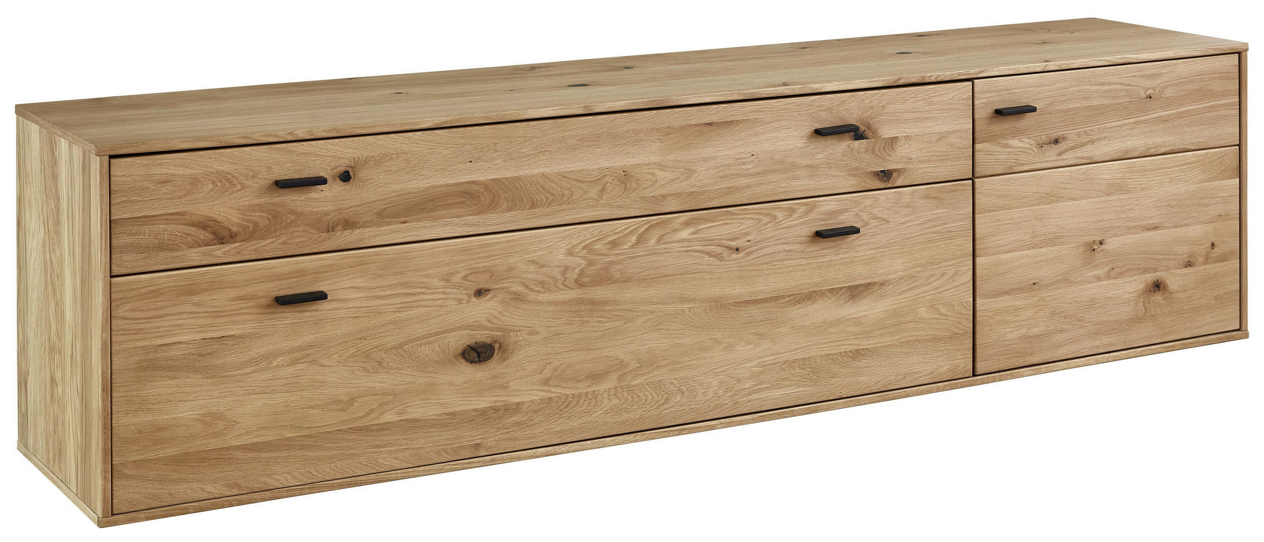 LOWBOARD  in 213/55/44 cm  - Eichefarben/Schwarz, KONVENTIONELL, Holz/Holzwerkstoff (213/55/44cm) - Musterring