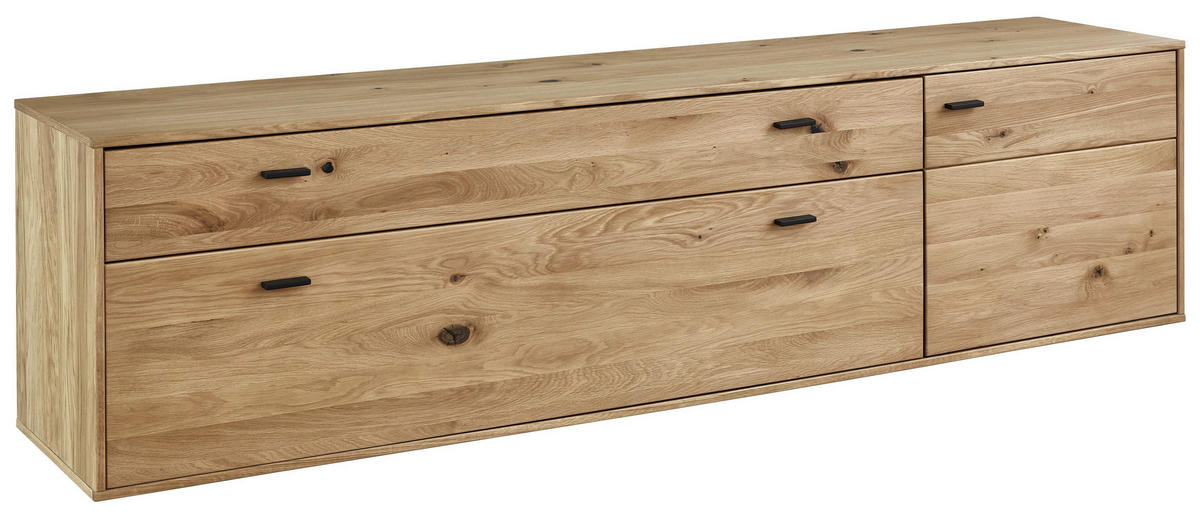 LOWBOARD  in 213/55/44 cm  - Eichefarben/Schwarz, KONVENTIONELL, Holz/Holzwerkstoff (213/55/44cm) - Musterring