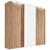 SCHWEBETÜRENSCHRANK in Eichefarben  - Eichefarben/Alufarben, Konventionell, Glas/Holzwerkstoff (249/222/68cm) - Moderano