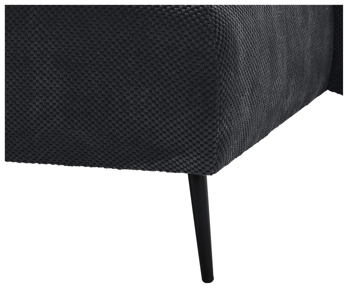 ECKSOFA in Chenille Schwarz  - Schwarz, Konventionell, Textil/Metall (255/164cm) - Carryhome