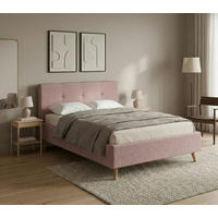 POLSTERBETT 180/200 cm,  in Pink, Lattenrost, Bettkasten,  - Pink/Eichefarben, MODERN, Holz/Textil (180/200cm) - MID.YOU