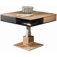 COUCHTISCH Altholz, Eiche massiv Farbglas 90/90/38,3 cm quadratisch Anthrazit, Eichefarben  - Eichefarben/Anthrazit, Design, Glas/Holz (90/90/38,3cm) - Voglauer