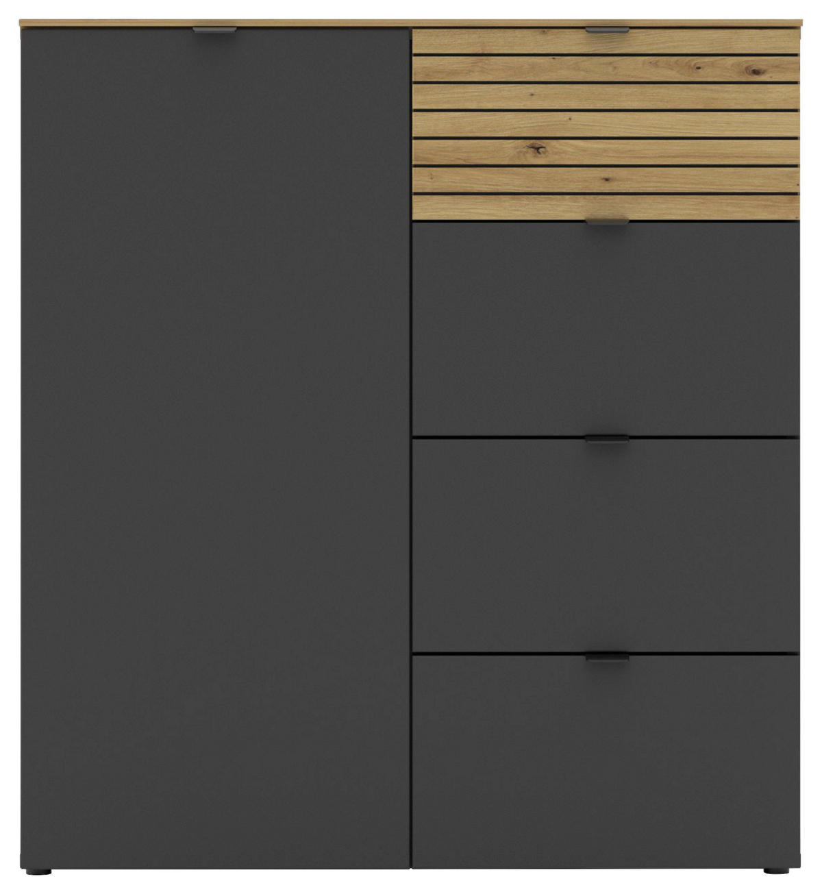 KOMODA, barvy grafitu, dub artisan, 90/99/41 cm - černá/barvy grafitu, Moderní, kov/kompozitní dřevo (90/99/41cm) - Voleo