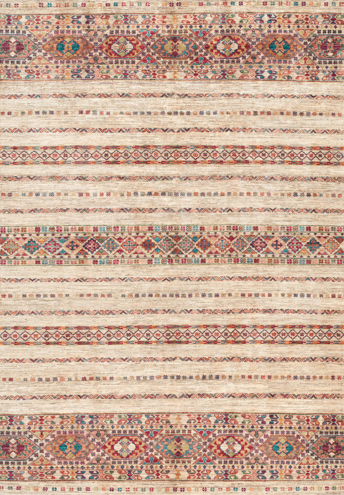 VINTAGE-TEPPICH  Wohnzimmer 130/190 cm Cortea Araqan Terracotta, Graublau, Elfenbein rechteckig  - Elfenbein/Graublau, LIFESTYLE, Kunststoff/Textil (130/190cm) - Lindorug