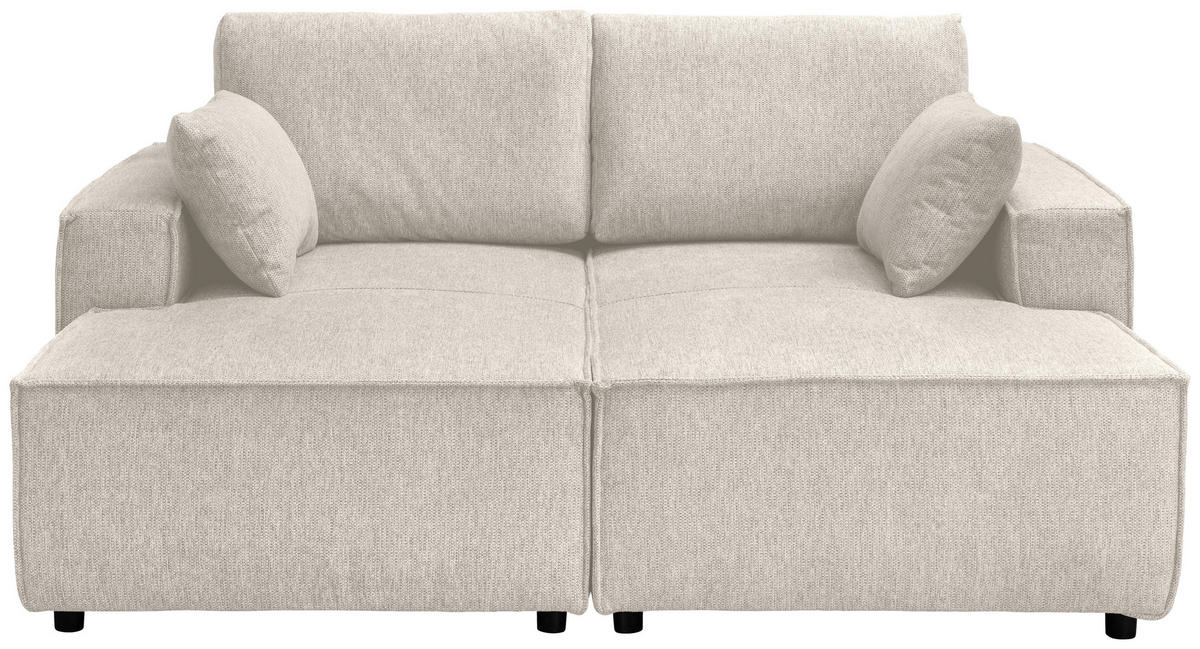 BIGSOFA in Chenille Beige  - Beige/Schwarz, Modern, Kunststoff/Textil (188/86/154cm) - Livetastic