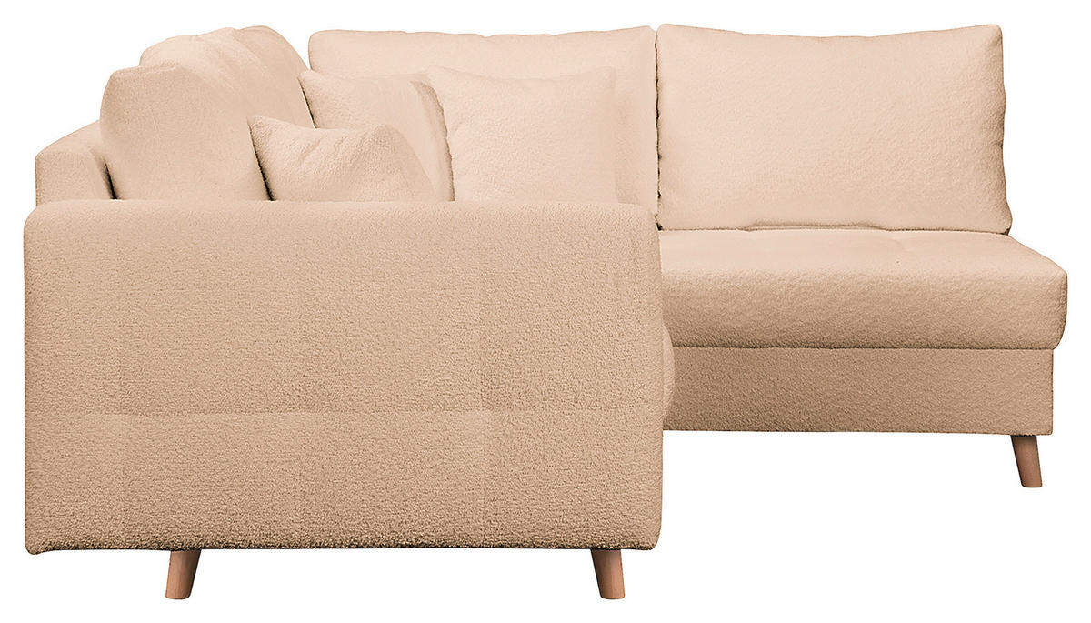 ECKSOFA Ariella Beige Bouclé  - Beige/Naturfarben, Design, Holz/Textil (231/161cm) - Livetastic