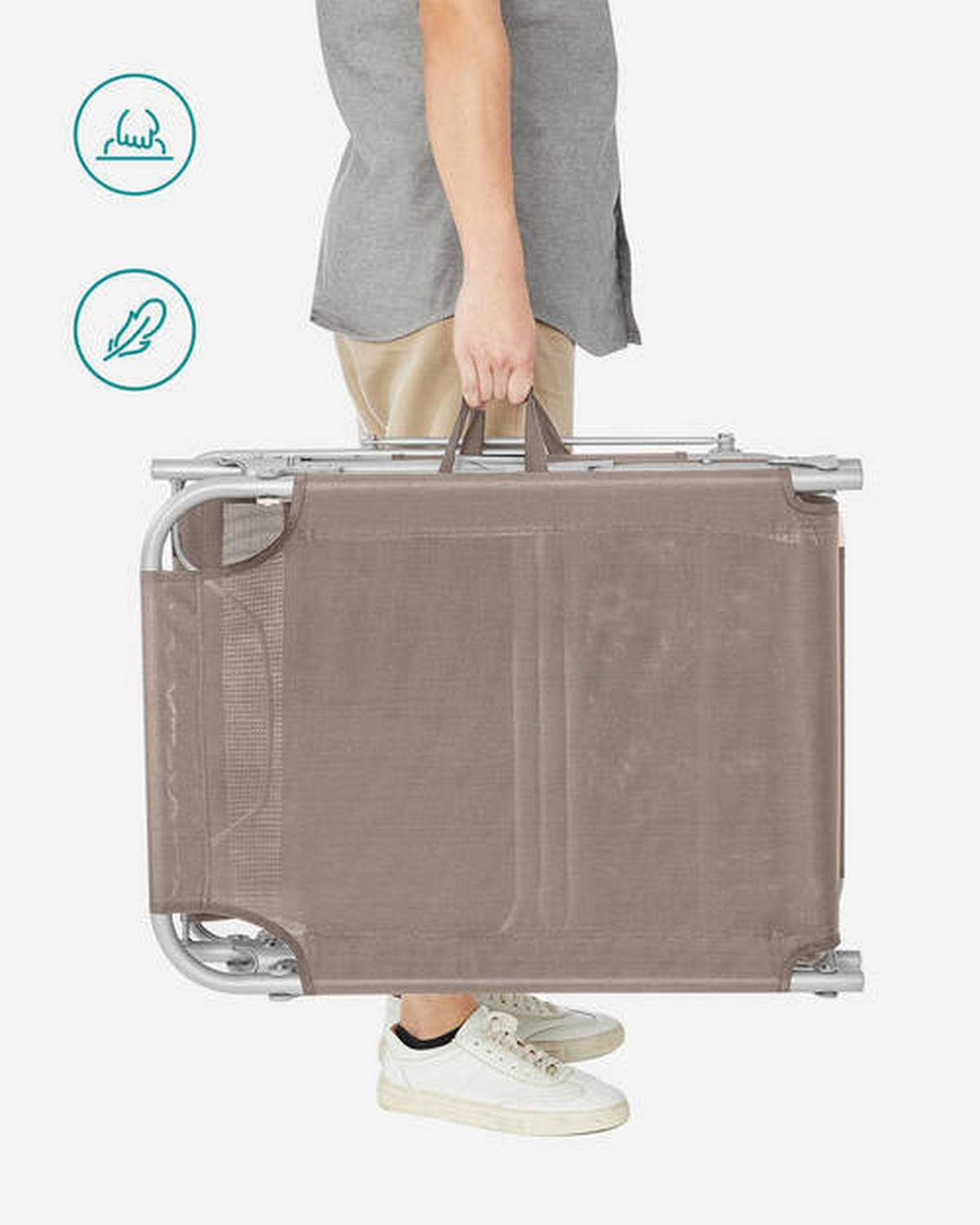 SONNENLIEGE 53/29,5/193 cm  - Taupe, Basics, Textil/Metall (53/29,5/193cm) - Modante