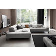 ECKSOFA Grau Cord Rücken echt, Kopfteilverstellung, Sitzvorzug  - Schwarz/Grau, KONVENTIONELL, Textil/Metall (219/311cm) - Hom`in