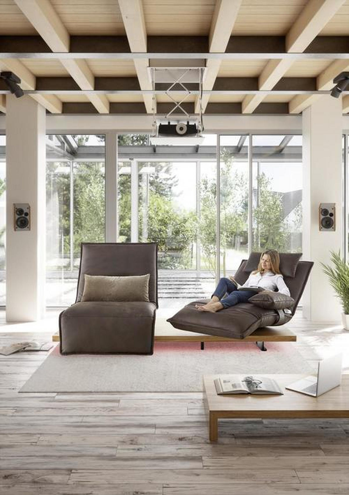 2-SITZER-SOFA in Echtleder Eichefarben, Dunkelbraun  - Eichefarben/Dunkelbraun, Natur, Leder/Holz (240/63/115cm) - Koinor